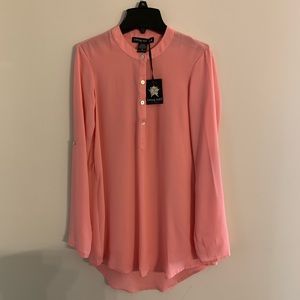 LIVING DOLL Long Sleeve Peach Blouse Size XS (NWT)